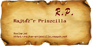 Rajtár Priszcilla névjegykártya